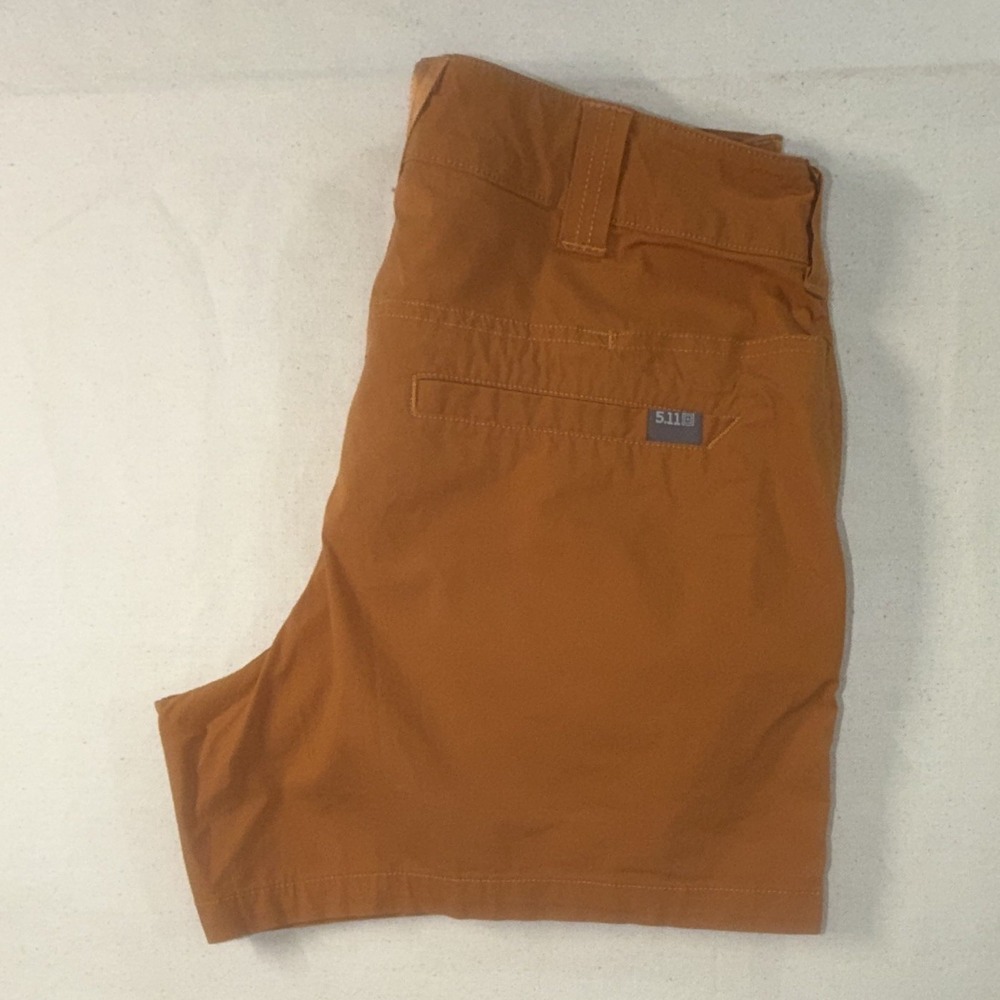 5.11‎ Women's Chino Shorts Size 8 Orange Cotton Twill Pockets Mid Rise
